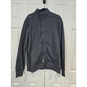 APT. 9 MEN’S Mock Neck Jacket Gray Full Zip + 6 Button Closure 4 Pockets XL